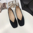 Women's Suede Ballet Flats with Elegant V-Cut