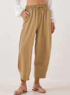 Women's Comfortable Lightweight Casual Pants with Elastic Waist and Side Pockets