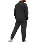 Men's Shirt Jacket Set with Flap Pocket and Tapered Trousers