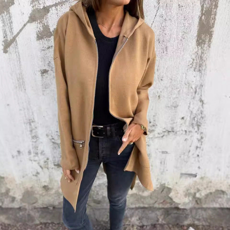 Elegant Women's Jacket with Zipper and Pockets