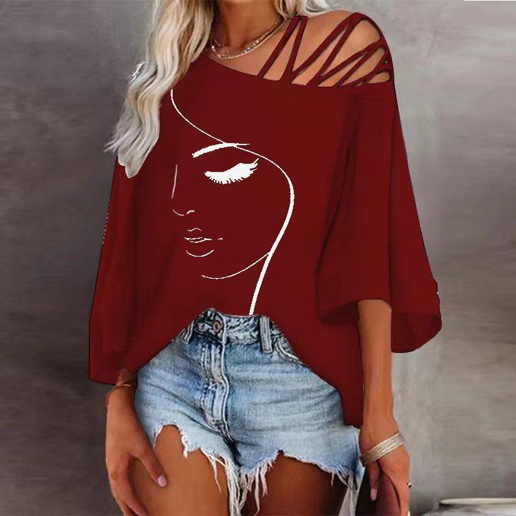 Women's Asymmetrical Graphic Print Top