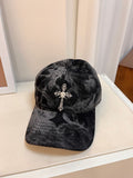 Men's Velvet Embroidered Cross Baseball Cap