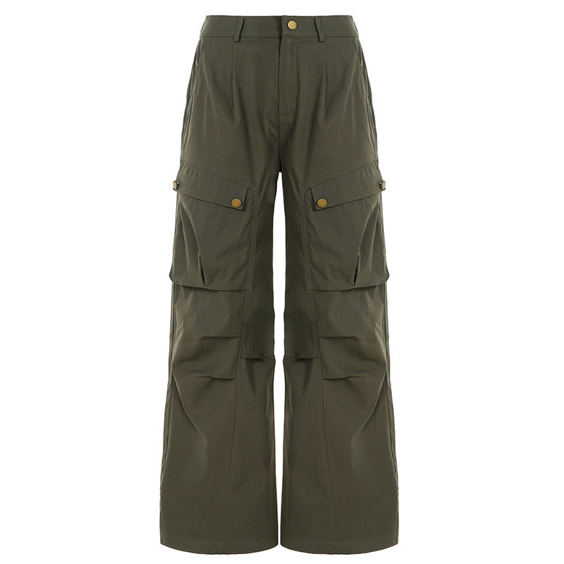 Women's Wide-Leg Cargo Pants with Multiple Pockets