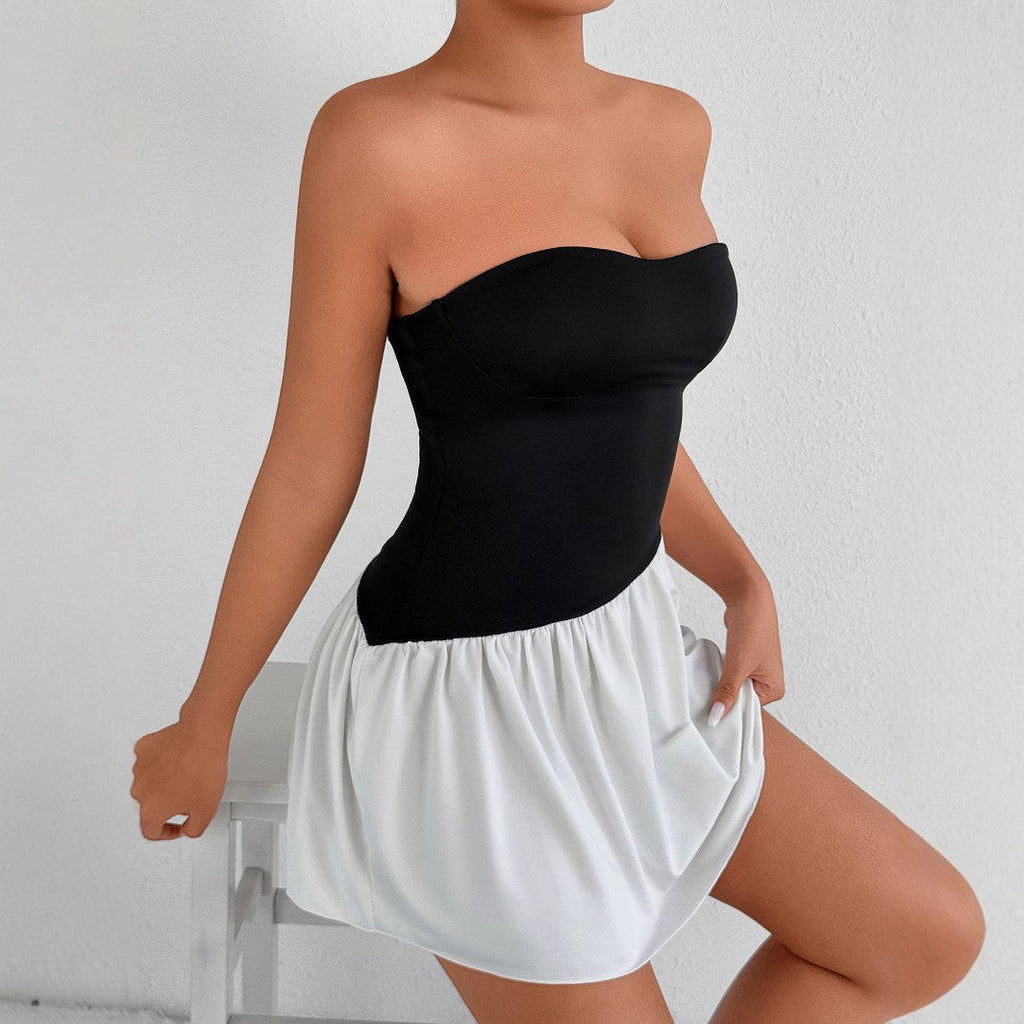 Women's Bandeau Dress with Flowing Skirt