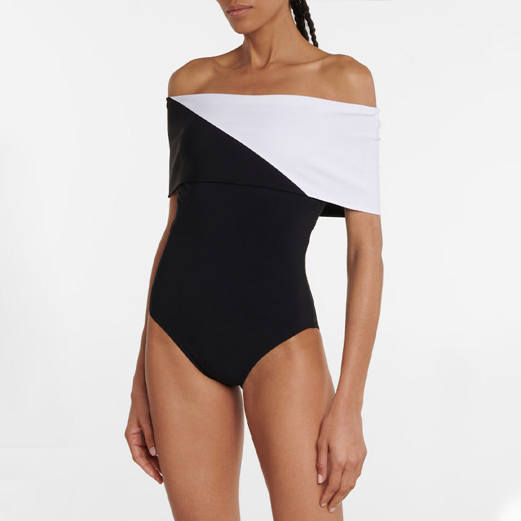 Women's Off-Shoulder Swimsuit with Ruffle Maxi Skirt