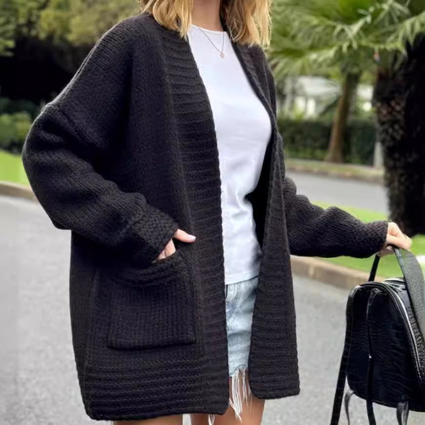 Women's Chunky Knit Cardigan with Pockets