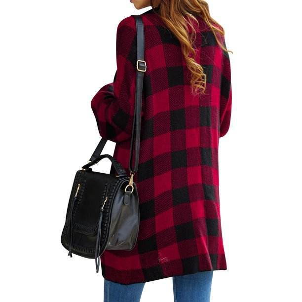 Women's Patterned Open-Front Long-Sleeve Cardigan