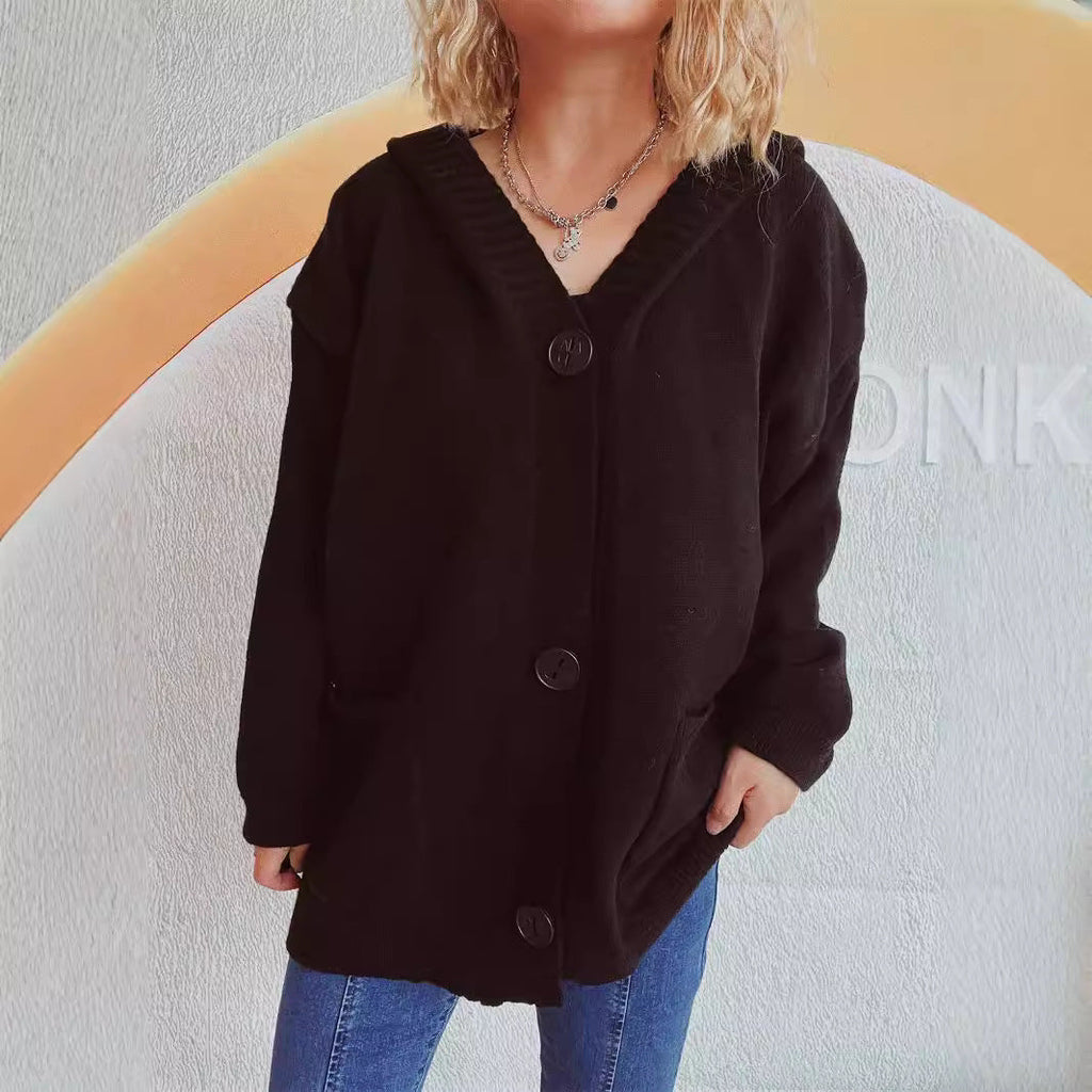 Women's Comfortable Hooded Cardigan with Pockets