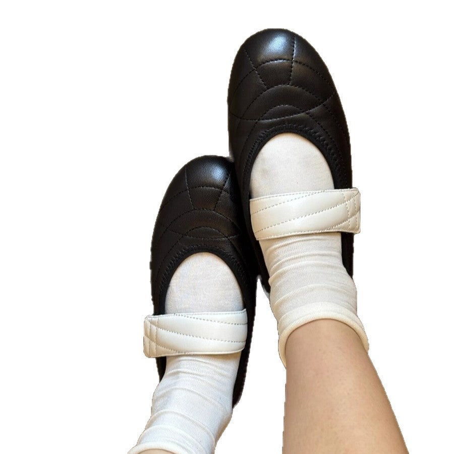 Women's Ballet Flats with Elegant Strap and Fashionable Quilted Design