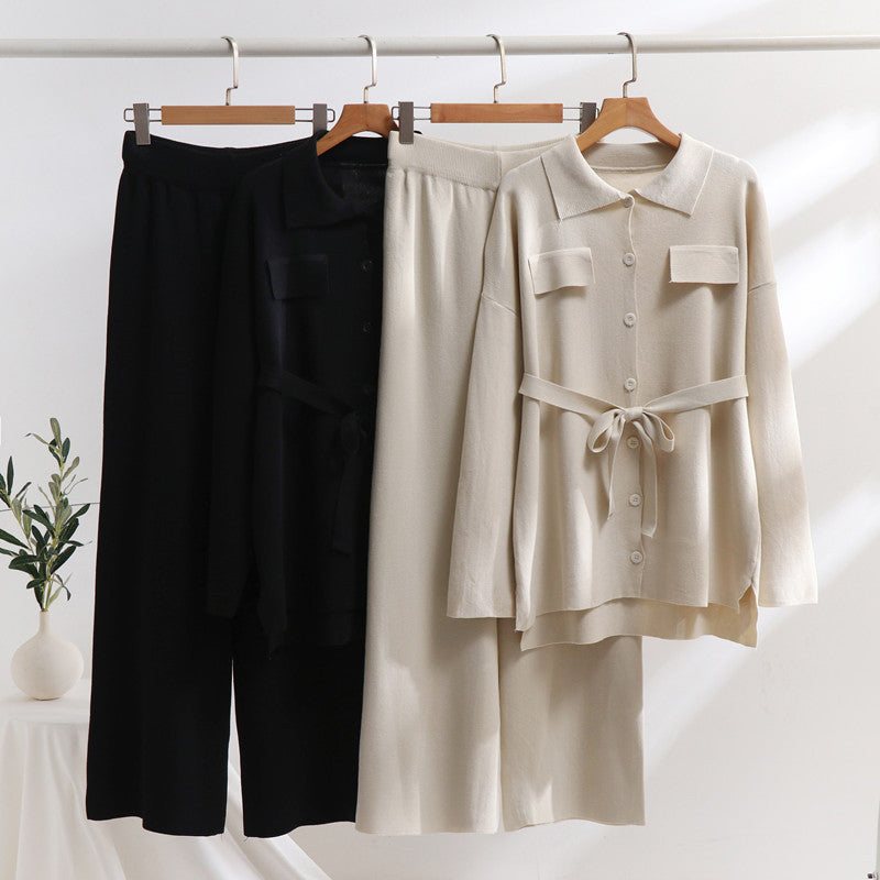 Women's Comfortable Two-Piece Set with Tie Detail and Casual Fit