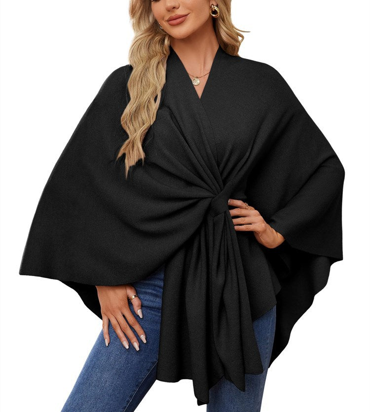 Women's Elegant Wrap Sweater with Asymmetrical Cut