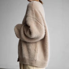 Women's Fluffy Cardigan with Large Buttons