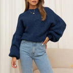 Women's Cozy Oversized Sweater with Voluminous Sleeves