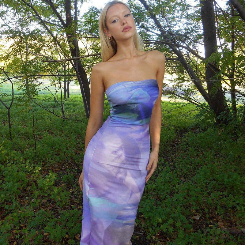 Women's Bodycon Maxi Dress with Off-the-Shoulder Design and Gradient