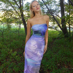 Women's Bodycon Maxi Dress with Off-the-Shoulder Design and Gradient