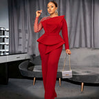 Elegant Jumpsuit with Asymmetric Top and Ruffle Design