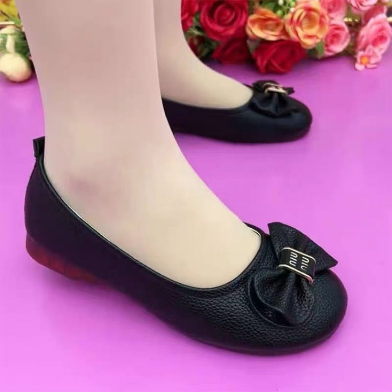 Women's Ballet Flats with Elegant Bow Ornamentation and Comfortable Footbed