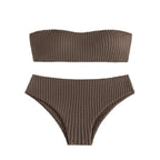 Women's Bandeau Bikini with High-Cut Leg and Lace-Up Detail