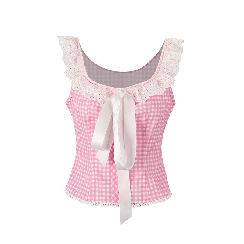 Women's Blouse Shirt with Elegant Ruffle Details and Satin Ribbon