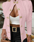 Elegant Women's Knit Blazer with Gold Buttons