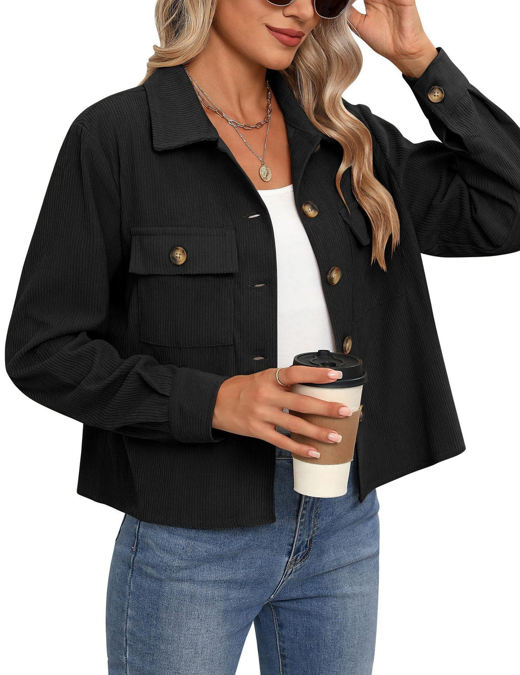 Women's Corduroy Jacket with Practical Chest Pockets