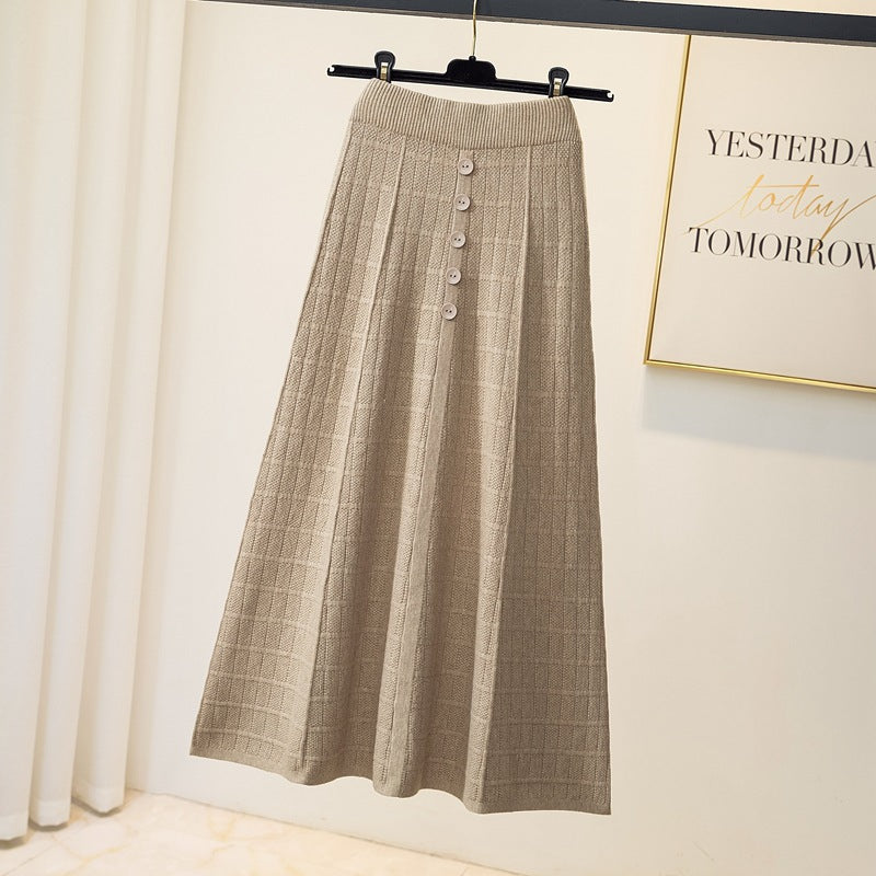 Women's Textured Maxi Skirt with Button Details