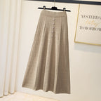 Women's Textured Maxi Skirt with Button Details