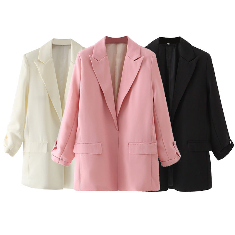 Elegant Blazer Jacket with Modern Cut and Textured Fabric