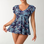 Women's Swimsuit with Ruffle Design and Floral Pattern