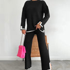 Women's Relaxed Loungewear Set with Contrast Hem Details
