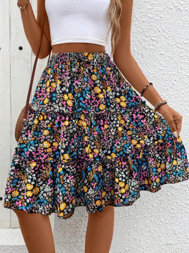 Women's Airy Wrap Skirt with Ruffle Details