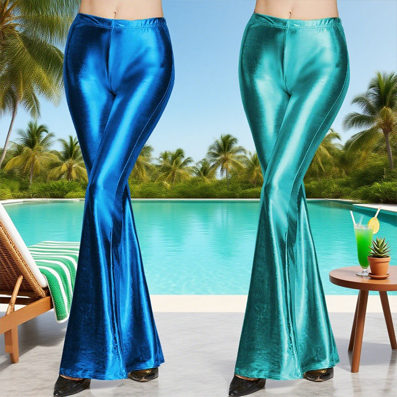 Women's High-Gloss Flared Pants