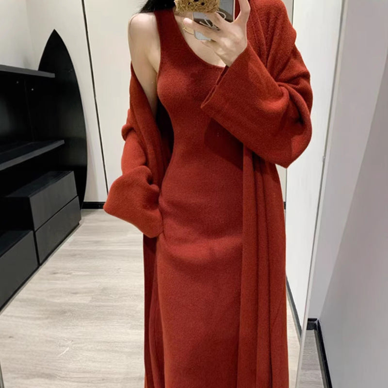 Women's Elegant Knit Coat with Wide Cut and Practical Pockets