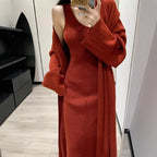 Women's Elegant Knit Coat with Wide Cut and Practical Pockets