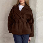 Elegant Women's Wrap Jacket with Belt and Casual Cut