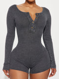 Women's Elegant Long-Sleeve Jumpsuit with Button Details