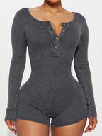 Women's Elegant Long-Sleeve Jumpsuit with Button Details