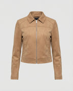 Women's Faux Suede Cropped Zip-Up Jacket
