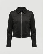 Women's Faux Suede Cropped Zip-Up Jacket