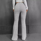 Women's Flared Stretch Pants with Vertical Ribbing