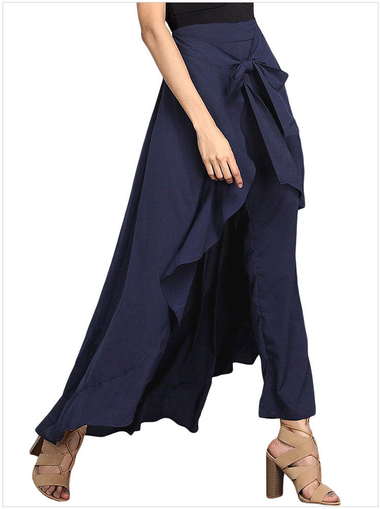 Women's Maxi Skirt with Voluminous Ruffles and Tie Belt