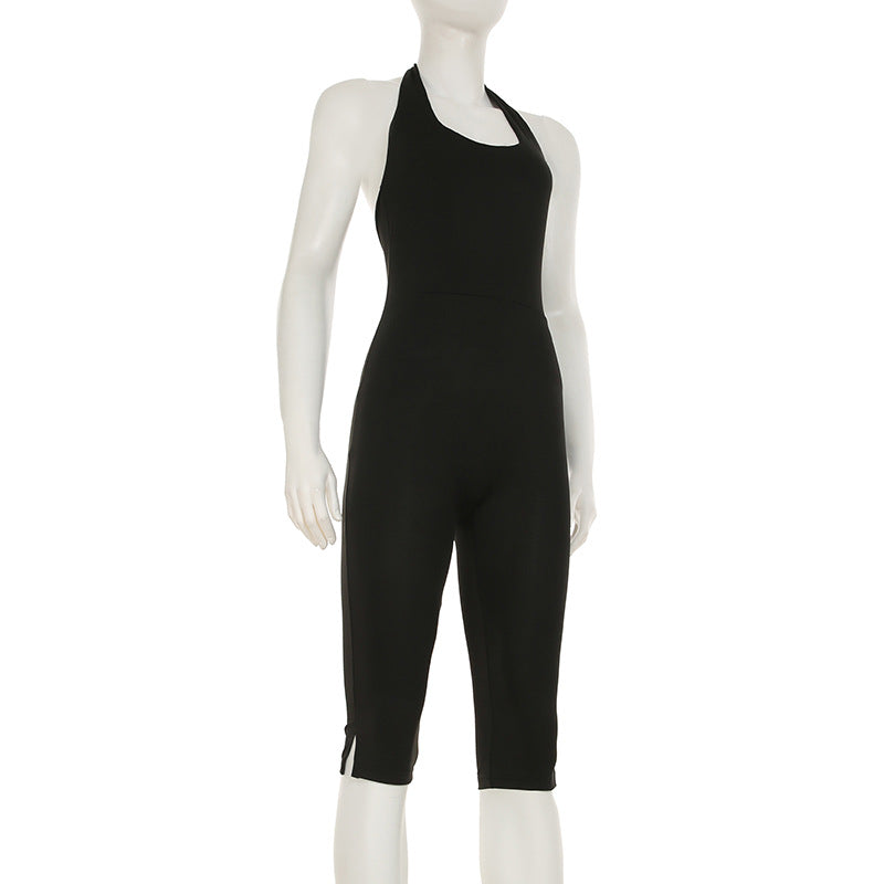 Women's Bodycon Jumpsuit with Deep Back and Clean Design