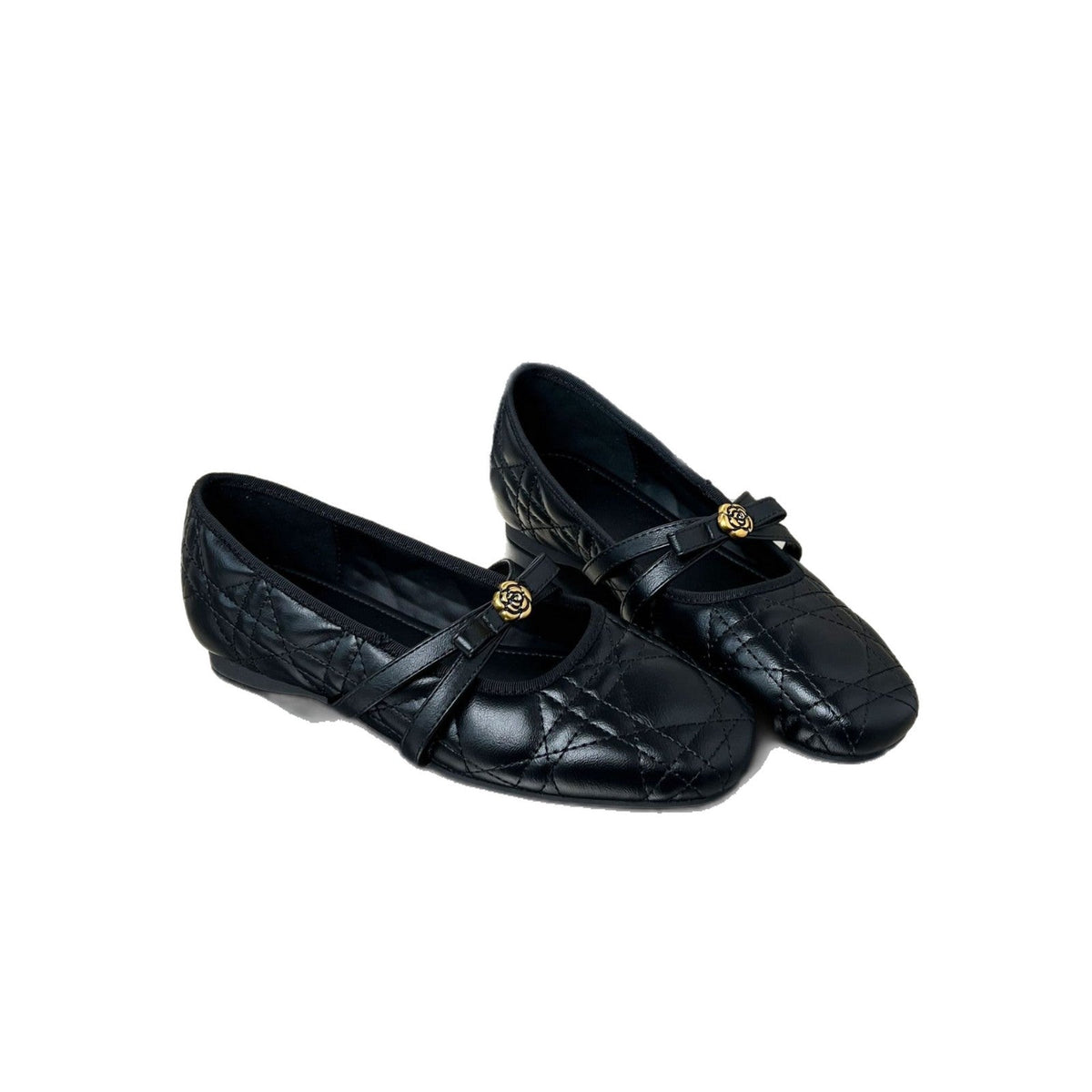 Women's Ballet Flats with Elegant Strap and Floral Motif