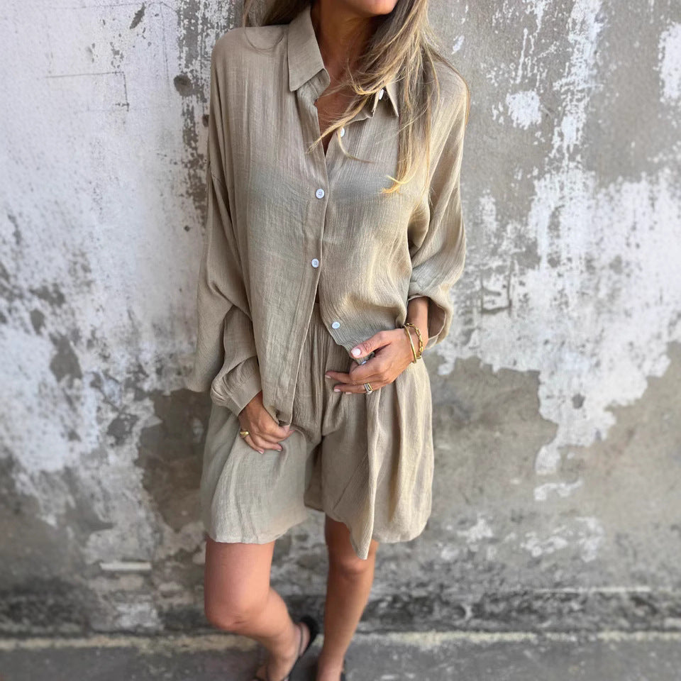 Long Sleeve Oversized Button-Down Blouse