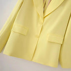 Women's Elegant Textured Blazer Jacket with Pockets