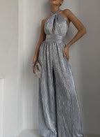 Women's Jumpsuit with Elegant Wrap Design and Pleats