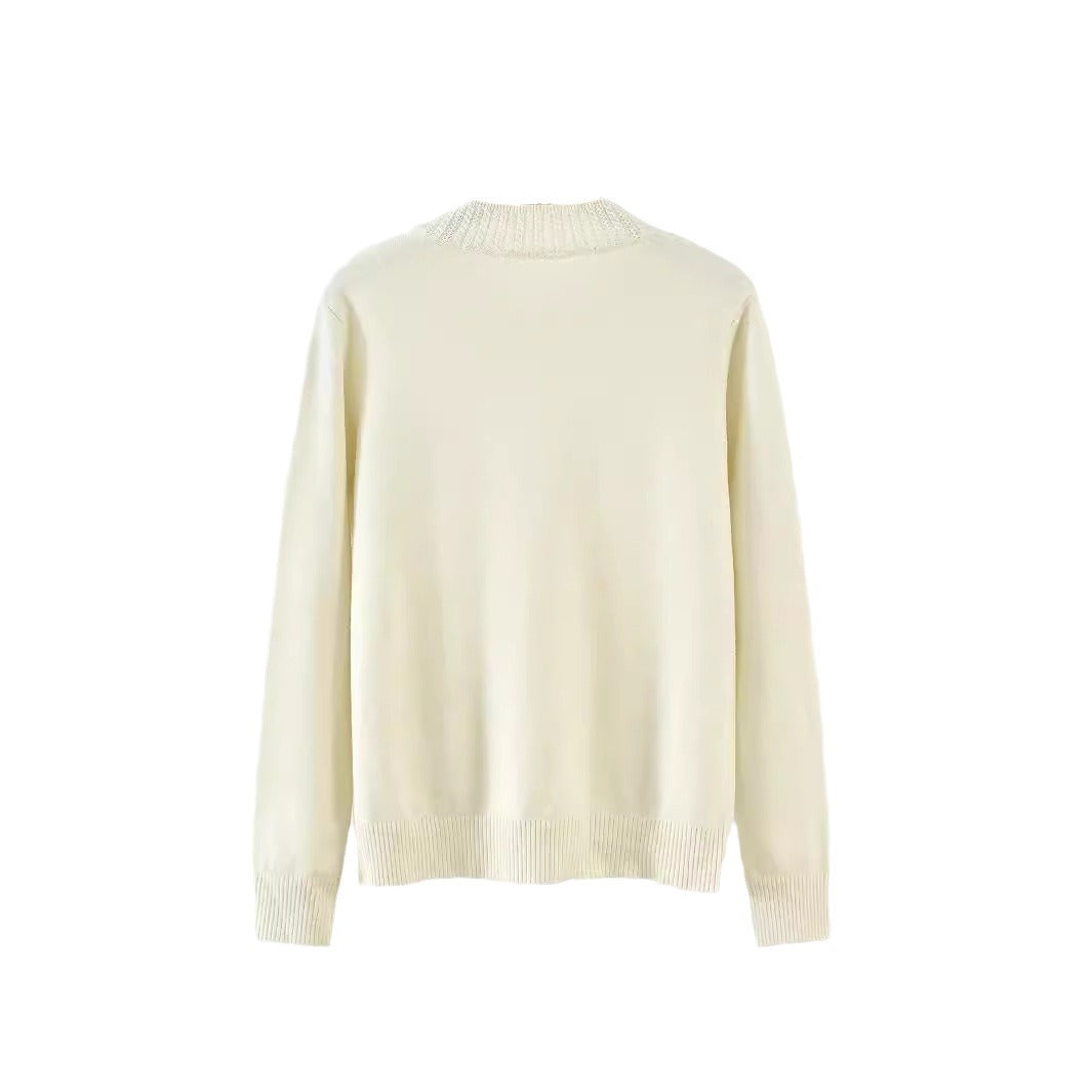 Women's Elegant Knit Sweater with Floral Design