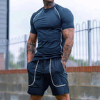 Men's Raglan-Fit Short Sleeve Shirt and Drawstring Shorts Set