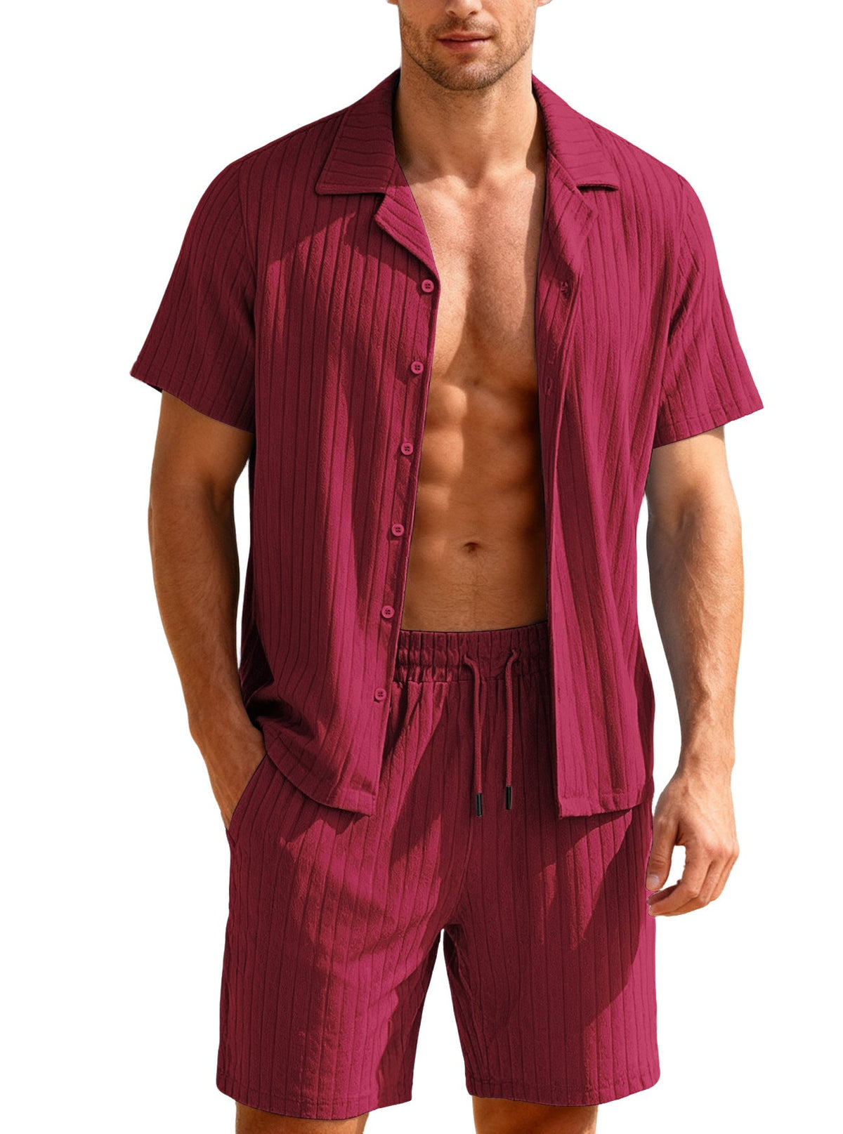 Men's Ribbed Fine Knit Lounge Set