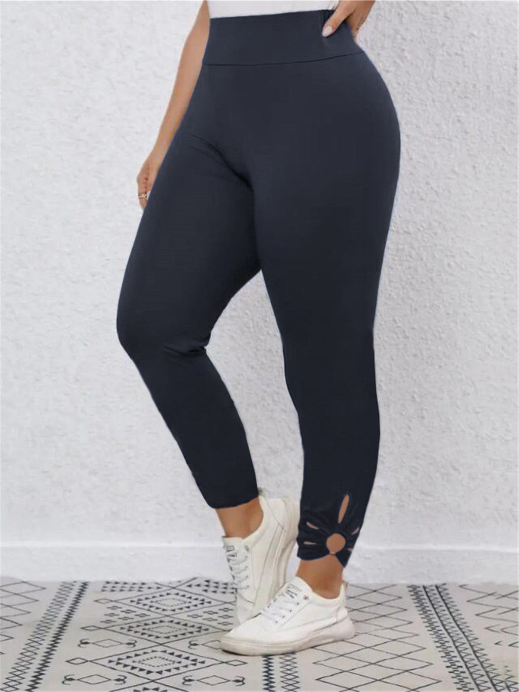 Women's High-Waisted Leggings with Stylish Cut Details
